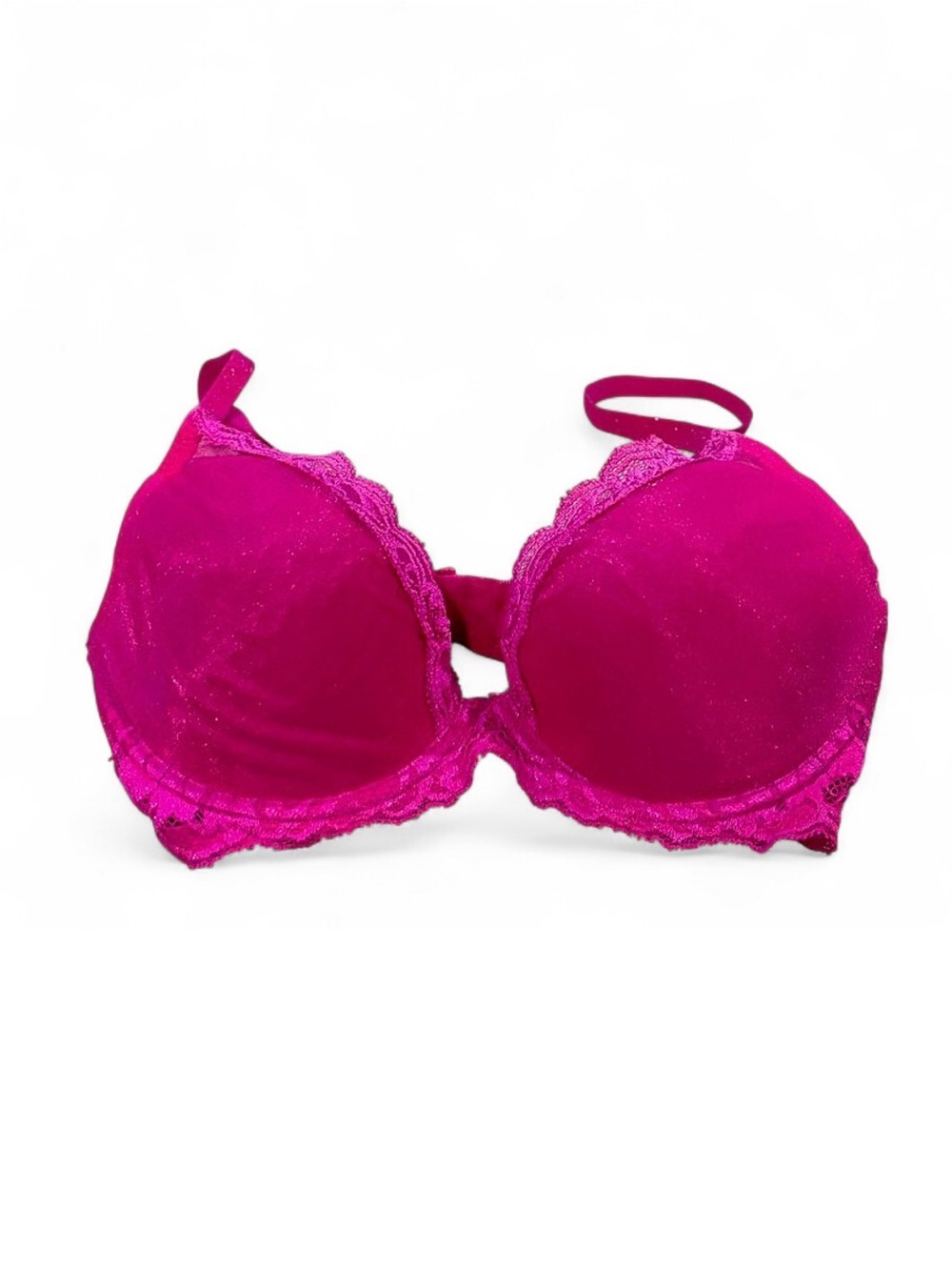 Natori Fuchsia Pink Lace Trim Bra Size 34D Stunning Feminine Intimate